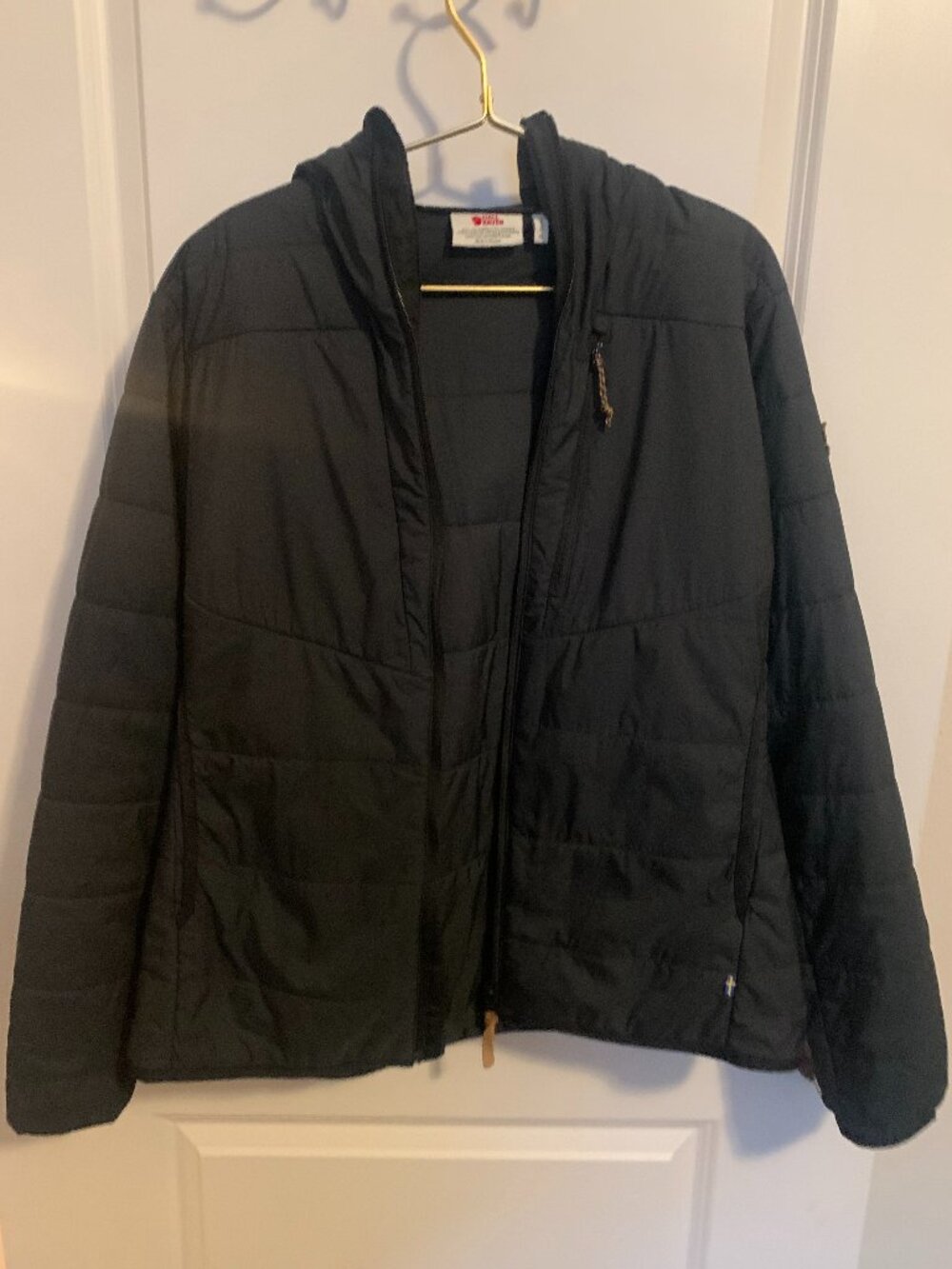 Fjallraven Black Quilted Hooded Puffer Jacket